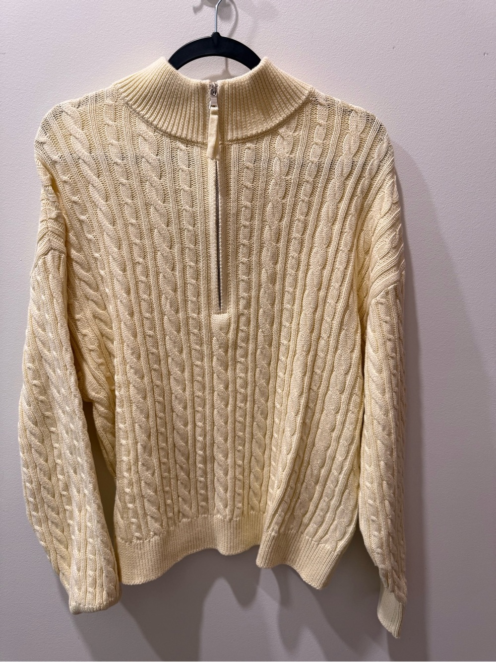 Wildfox Cream Cable-Knit Half-Zip Turtleneck Sweater